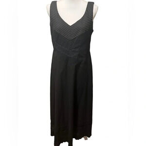 Spenser Jeremy Black Cotton Midi Dress With Lace Detail‎ 100% Cotton Size 10